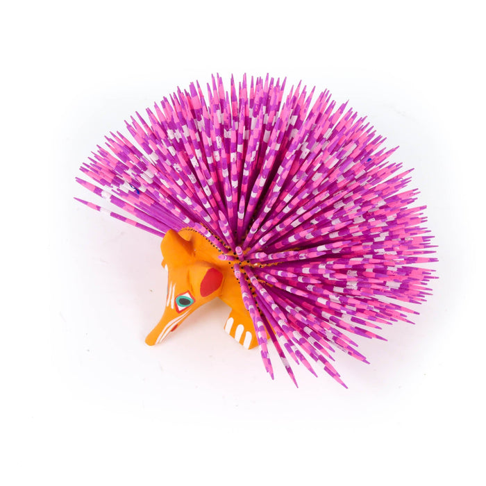 Porcupine (Orange & Purple) - Oaxacan Alebrije Wood Carving - CEMCUI