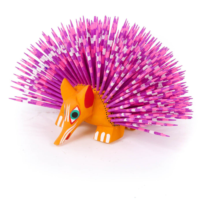 Porcupine (Orange & Purple) - Oaxacan Alebrije Wood Carving - CEMCUI