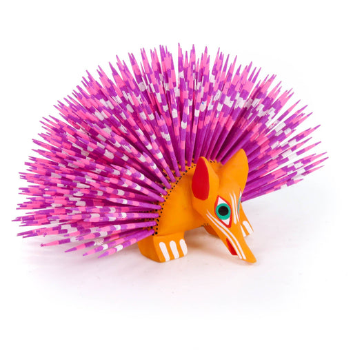 Porcupine (Orange & Purple) - Oaxacan Alebrije Wood Carving - CEMCUI