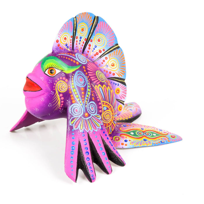 Purple Fish - Oaxacan Alebrije Wood Carving - CEMCUI