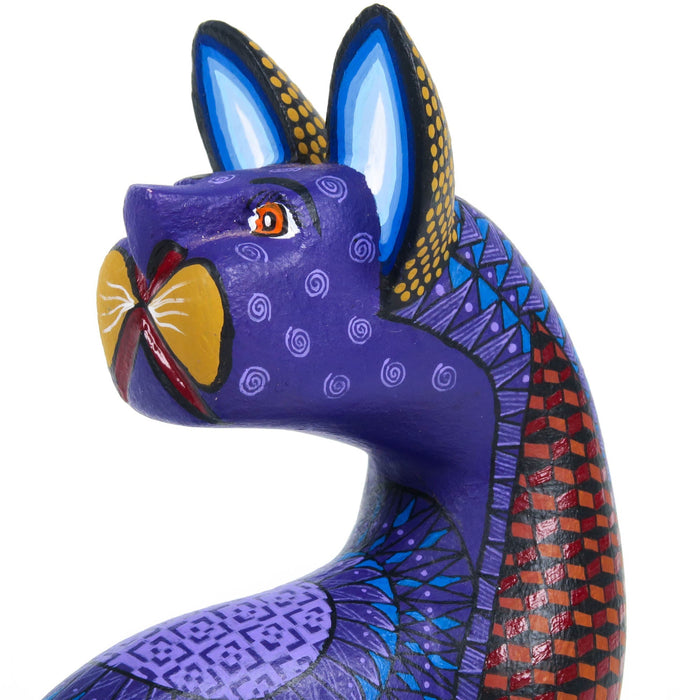 Purple Jaguar - Oaxacan Alebrije Wood Carving - CEMCUI