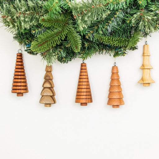 Reclaimed Wood Tree Ornaments - Set of 5 - CEMCUI