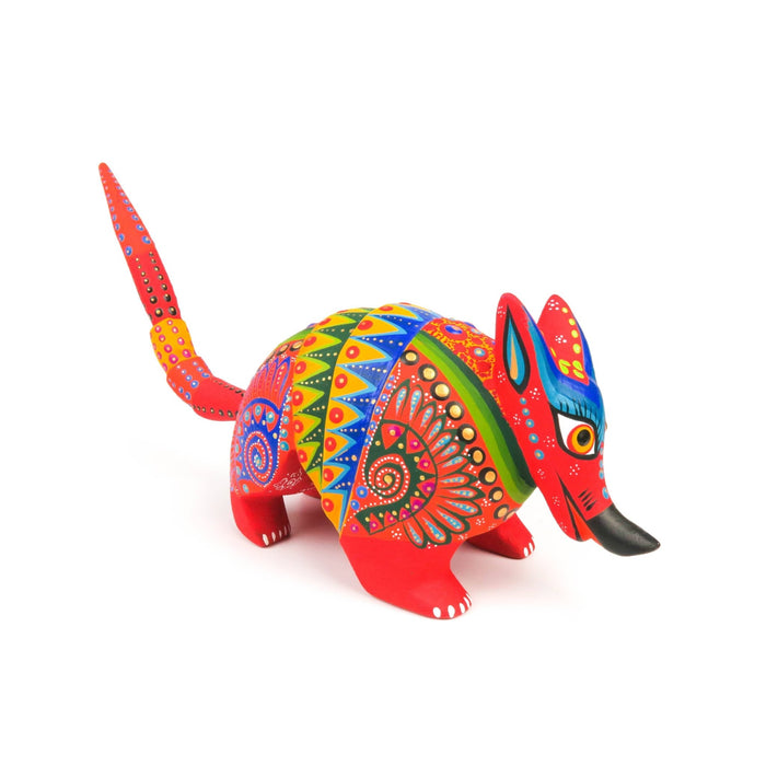 Red Armadillo - Oaxacan Alebrije Wood Carving Mexican Folk Art Sculpture - CEMCUI