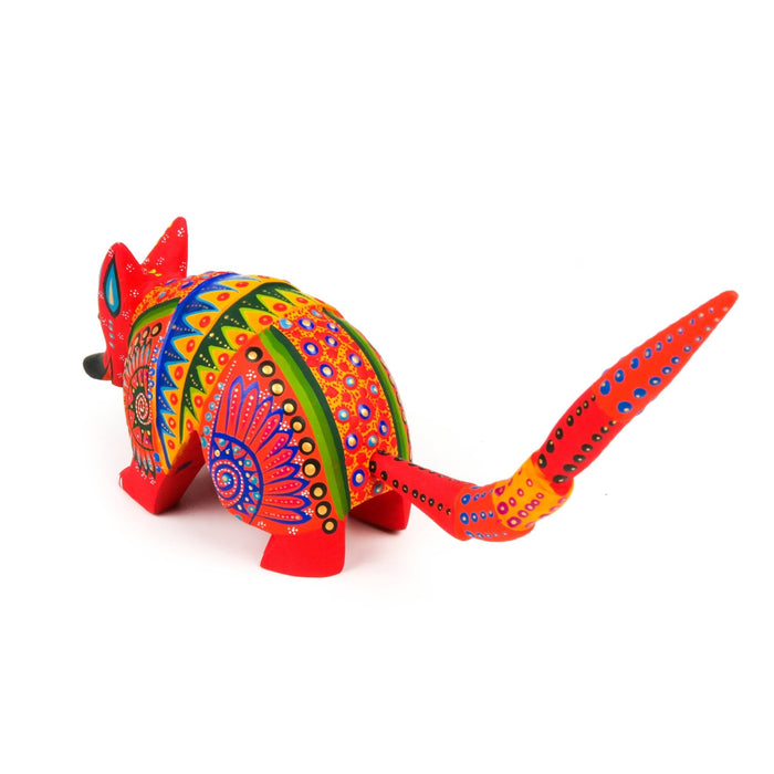 Red Armadillo - Oaxacan Alebrije Wood Carving Mexican Folk Art Sculpture - CEMCUI