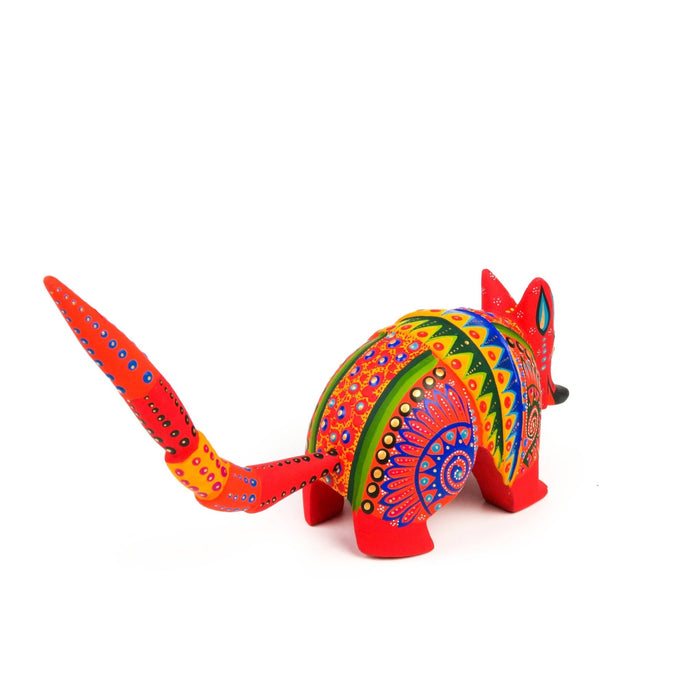 Red Armadillo - Oaxacan Alebrije Wood Carving Mexican Folk Art Sculpture - CEMCUI