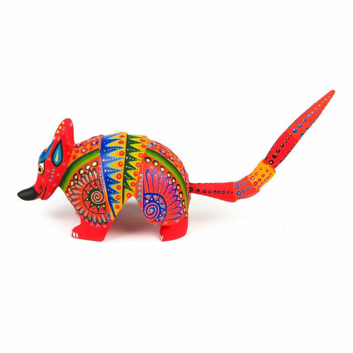 Red Armadillo - Oaxacan Alebrije Wood Carving Mexican Folk Art Sculpture - CEMCUI