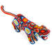 Red Huichol Beaded Jaguar Wooden Sculpture - CEMCUI