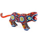 Red Huichol Beaded Jaguar Wooden Sculpture - CEMCUI