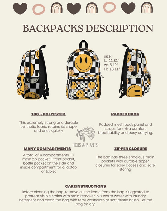 Sacred hearts Backpack for her. Back to school 2023 with this Mexican book bag. Golden, white, black and red backpack with holy hearts. - CEMCUI