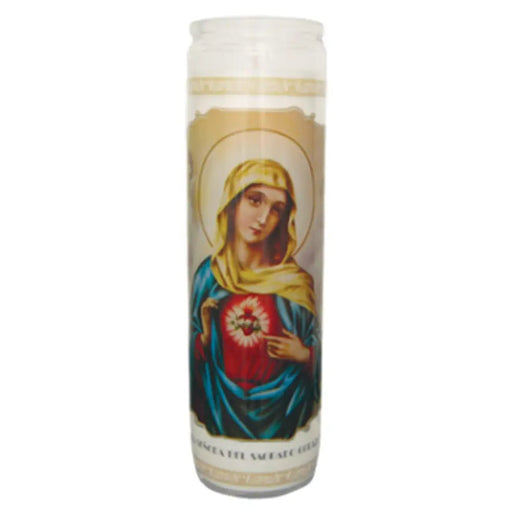 Sagrado Corazon De Maria White Candle tall - Case - 12 Units - CEMCUI