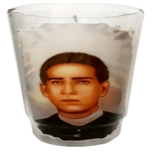 Santo Toribio Romo White Candle lrg cup - Case - 12 Units - CEMCUI