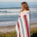 Seafoam Green & Coral Mexican Falsa Blanket - CEMCUI