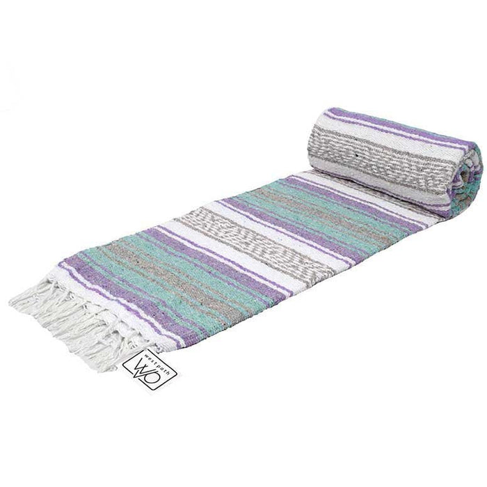 Seafoam Green & Pastel Purple Mexican Falsa Blanket - CEMCUI