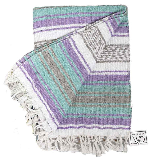 Seafoam Green & Pastel Purple Mexican Falsa Blanket - CEMCUI