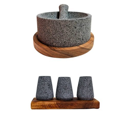 Set of Chilmamolli 8 Inches and Tequilero Volcanic Stone - CEMCUI