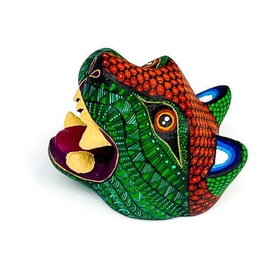 Small Cougar Head - Oaxacan Alebrije Wood Carving - CEMCUI