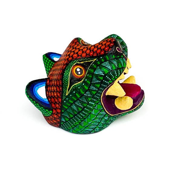 Small Cougar Head - Oaxacan Alebrije Wood Carving - CEMCUI