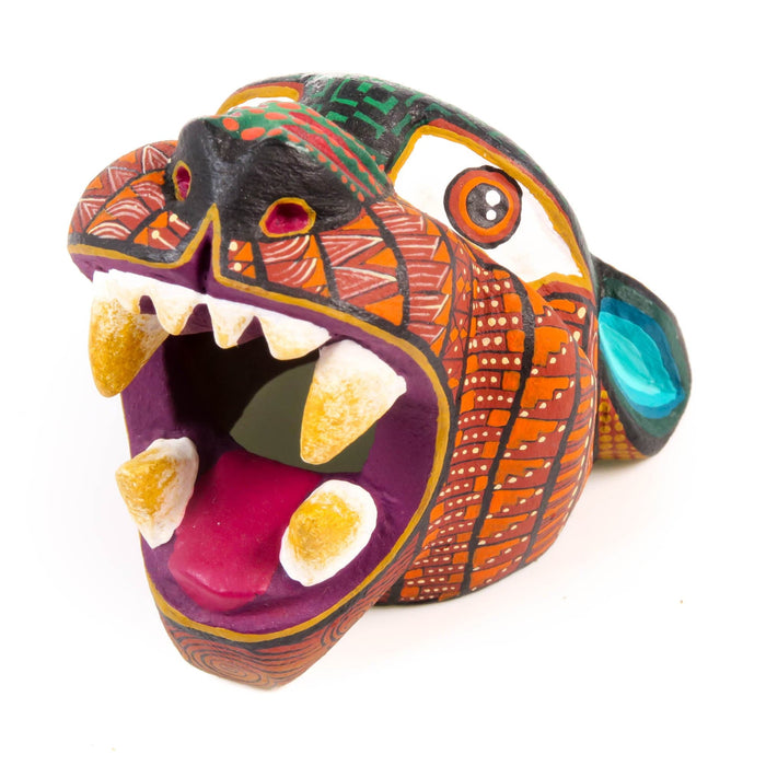 Small Jaguar Head (Brown) - Oaxacan Alebrije Wood Carving - CEMCUI