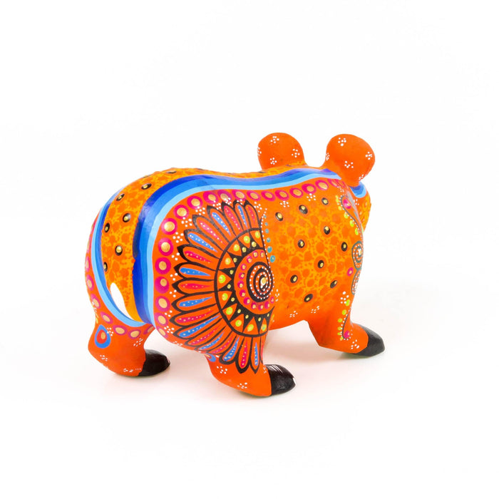 Small Orange Bear - Oaxacan Alebrije Wood Carving Sculpture - CEMCUI