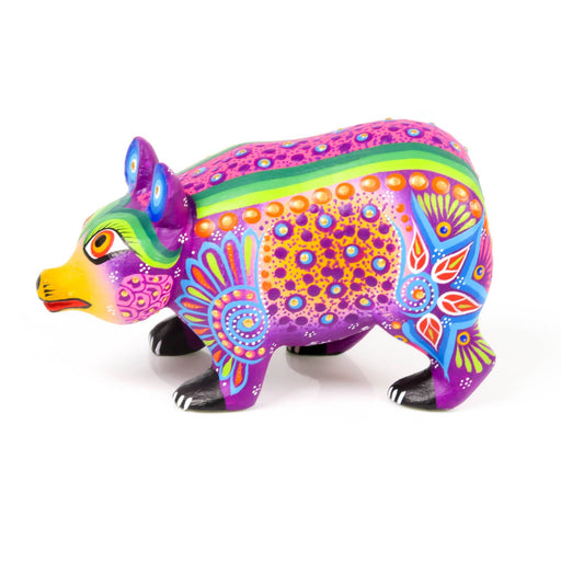 Small Purple Bear - Oaxacan Alebrije Wood Carving Sculpture - CEMCUI