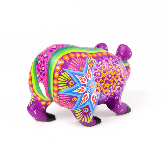 Small Purple Bear - Oaxacan Alebrije Wood Carving Sculpture - CEMCUI