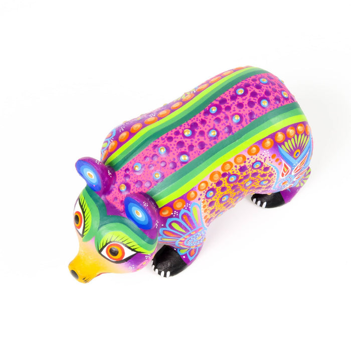 Small Purple Bear - Oaxacan Alebrije Wood Carving Sculpture - CEMCUI