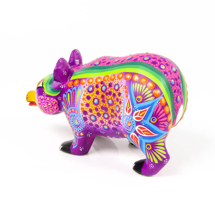 Small Purple Bear - Oaxacan Alebrije Wood Carving Sculpture - CEMCUI