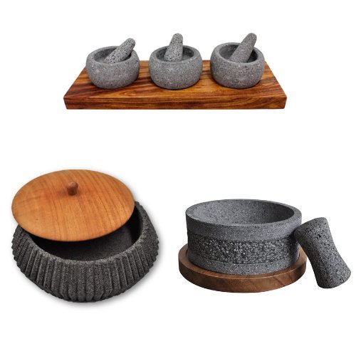 The Barbecue Experience Bundle! Molcajete Yolia 8 Inch, Tortillero Tlachichi and Salsero Eyi - CEMCUI