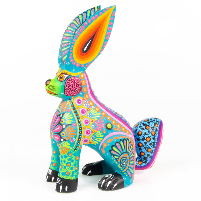 Turquoise Rabbit - Oaxacan Alebrije Wood Carving - CEMCUI