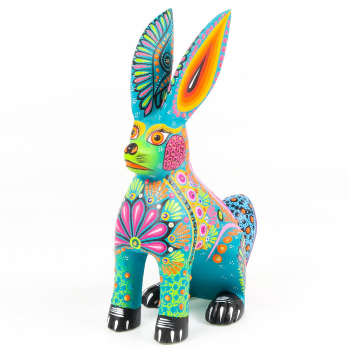 Turquoise Rabbit - Oaxacan Alebrije Wood Carving - CEMCUI