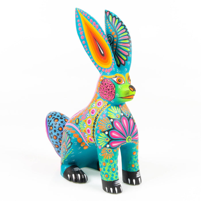 Turquoise Rabbit - Oaxacan Alebrije Wood Carving - CEMCUI