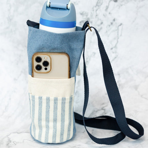 Upcycled Denim Water Bottle Holder Bag - CEMCUI