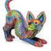 Vibrant Crouching Cat - Oaxacan Alebrije Wood Carving - CEMCUI