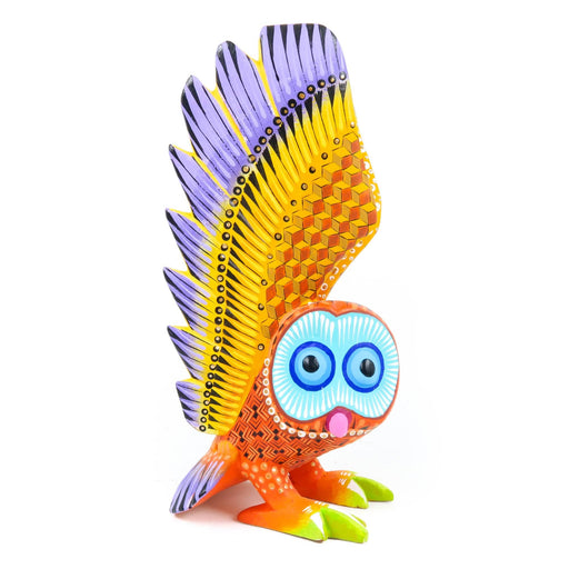 Vibrant Owl - Oaxacan Alebrije Wood Carving - CEMCUI