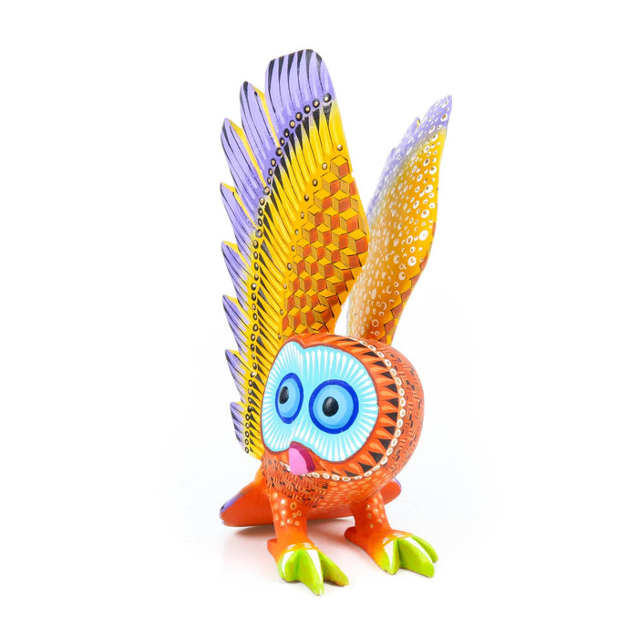 Vibrant Owl - Oaxacan Alebrije Wood Carving - CEMCUI