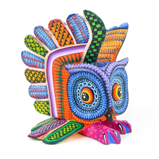 Vibrant Owl - Oaxacan Alebrije Wood Carving - CEMCUI