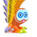 Vibrant Owl - Oaxacan Alebrije Wood Carving - CEMCUI