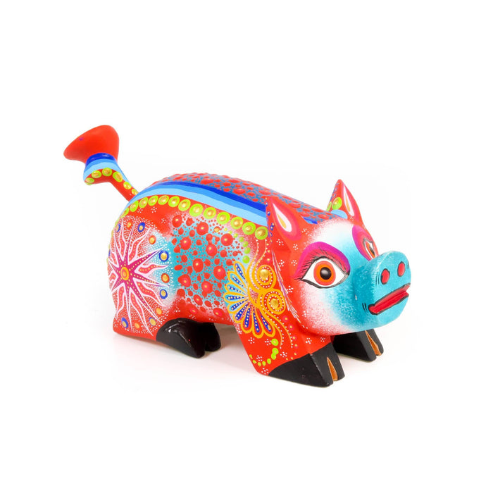 Vibrant Pig - Oaxacan Alebrije Wood Carving - CEMCUI