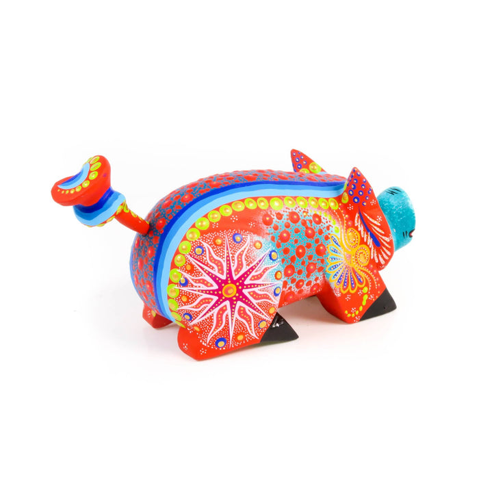 Vibrant Pig - Oaxacan Alebrije Wood Carving - CEMCUI