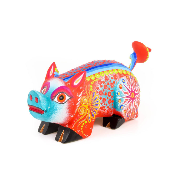 Vibrant Pig - Oaxacan Alebrije Wood Carving - CEMCUI