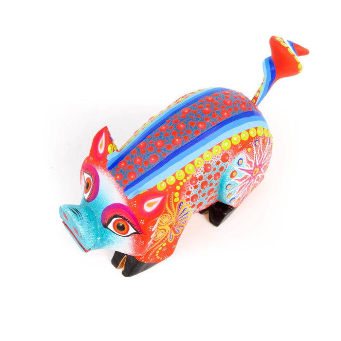 Vibrant Pig - Oaxacan Alebrije Wood Carving - CEMCUI