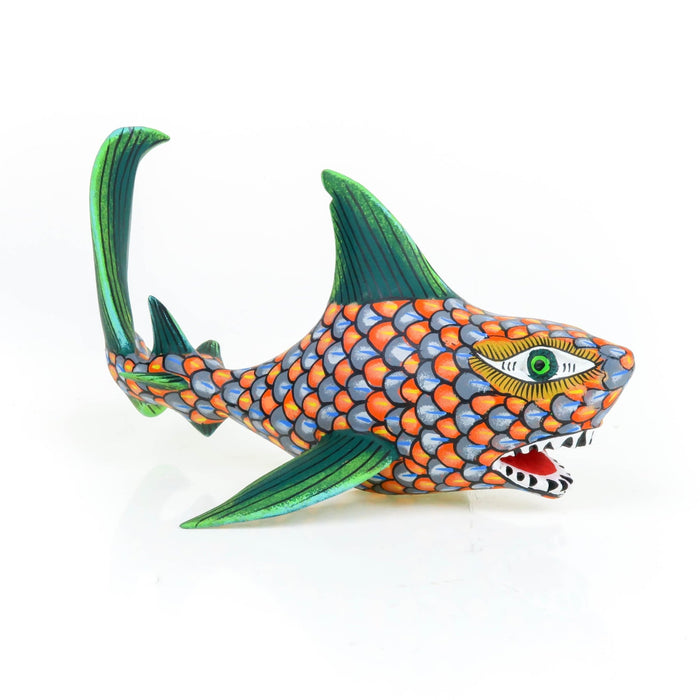 Vibrant Shark - Oaxacan Alebrije Wood Carving - CEMCUI