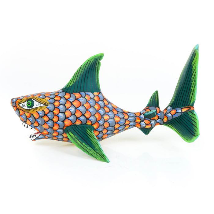 Vibrant Shark - Oaxacan Alebrije Wood Carving - CEMCUI