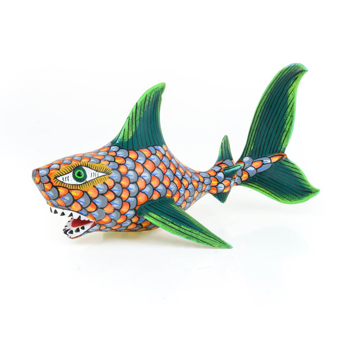 Vibrant Shark - Oaxacan Alebrije Wood Carving - CEMCUI