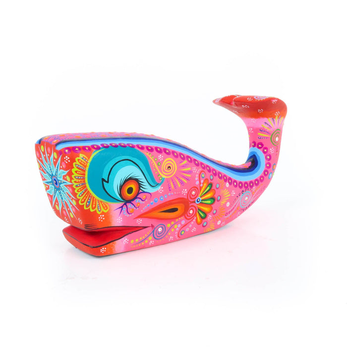 Vibrant Whale (Pink) - Oaxacan Alebrije Wood Carving - CEMCUI