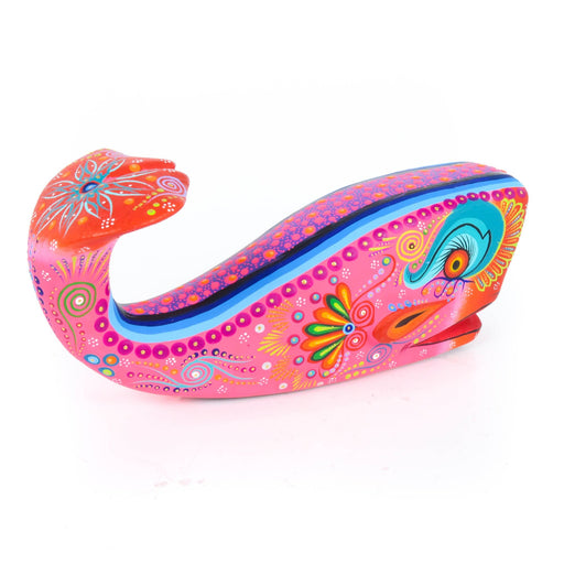 Vibrant Whale (Pink) - Oaxacan Alebrije Wood Carving - CEMCUI