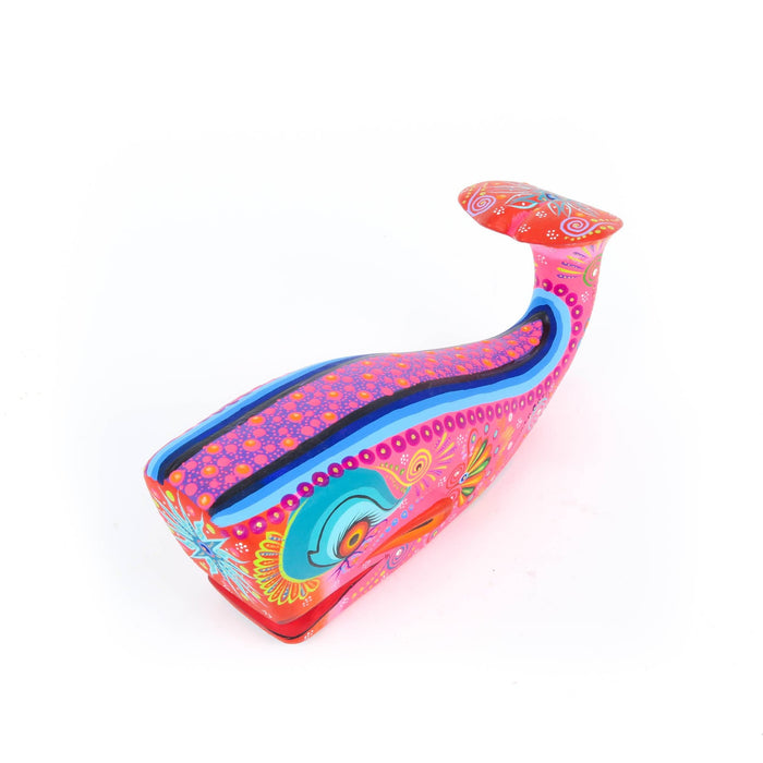 Vibrant Whale (Pink) - Oaxacan Alebrije Wood Carving - CEMCUI