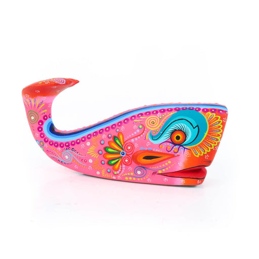 Vibrant Whale (Pink) - Oaxacan Alebrije Wood Carving - CEMCUI