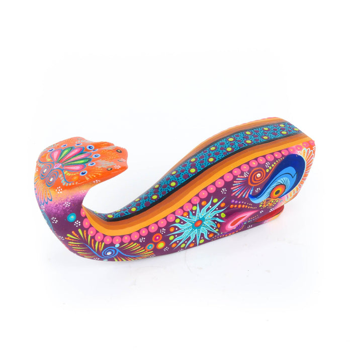 Vibrant Whale (Purple) - Oaxacan Alebrije Wood Carving - CEMCUI