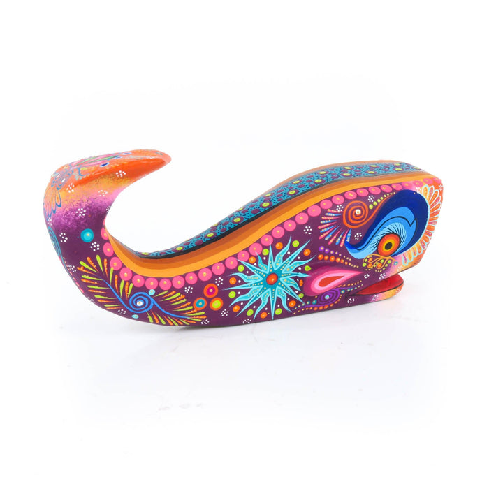 Vibrant Whale (Purple) - Oaxacan Alebrije Wood Carving - CEMCUI